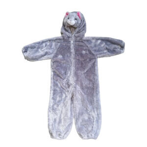 Cat/Kitten Halloween Costume  Super Soft "Fur" Gray Hooded Zipper Front 3T-4T